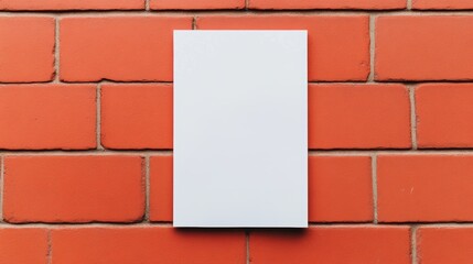 A blank canvas on an orange brick wall, ideal for creative projects, presentations, or artistic displays.