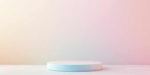 Sticker - A minimalistic white podium set against a gentle pastel gradient background