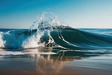 Elegant Ocean Wave Splashing with Bubbles on a Clean Surface