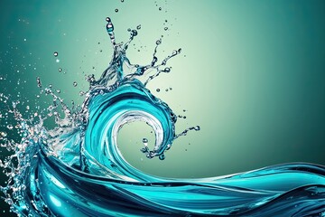 Wall Mural - Lively Aqua Swirl Splash Art Illustration