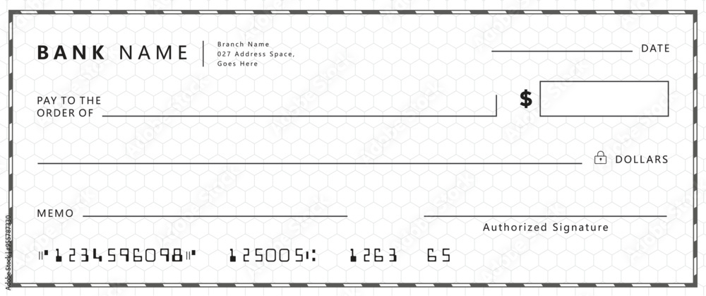 Bank check, vector blank money cheque, checkbook template with ...