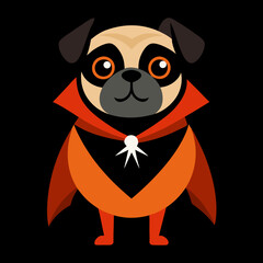 Wall Mural - halloween pug face with costume vector illustration