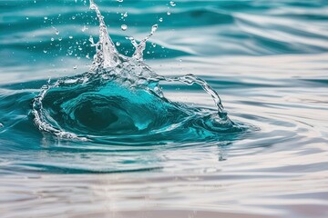 Wall Mural - Teal Ocean Wave Splash with Energetic Water Droplets