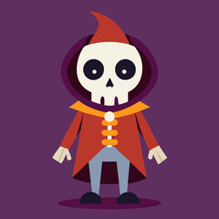 Wall Mural - Halloween skeleton ghost cartoon character vector illustration