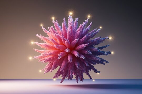 Three Dimensional Organic Structure with Radiant Glow and Gradient Background