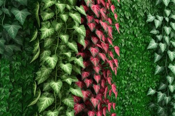 Wall Mural - Vivid 3D Visualization of Detailed Hedera Helix Ivy on Vibrant Green Background