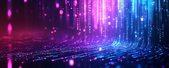 Poster - Abstract Digital Network Background with Glowing Lines and Particles