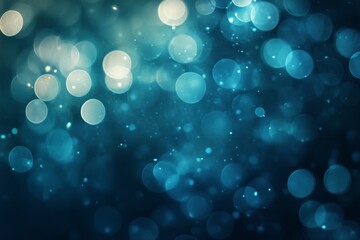 Poster - a tranquil blue bokeh background featuring soft circles of light, perfect for evoking calm and seren