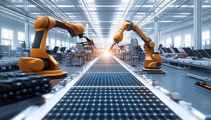 Poster - Clean Energy Factory with Automated Solar Panel Assembly and Robotic Precision