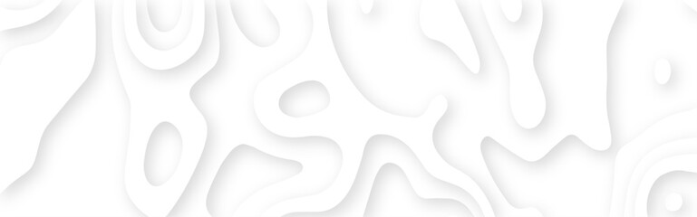 Poster - Vector abstract white paper cut banner. Geometric layered curve line white vector background. White waves decorative papercut design.