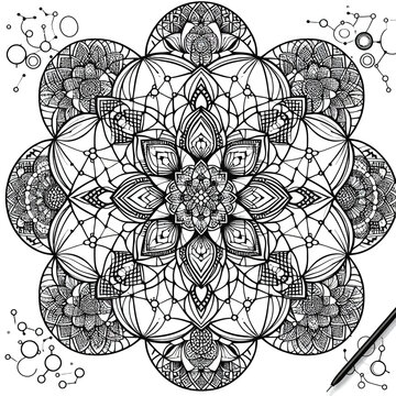 Beautiful Mandala Coloring Page Vector