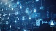 © sablengjago - Abstract futuristic technology background with digital icons and lines connecting them.