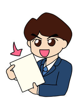 書類を見せる笑顔の七三分けの会社員　カラー（Affinity Designer版）
