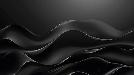 Wall Mural - Abstract Black Waves on a Dark Background