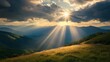 © Denny - Sunbeams Illuminating a Mountain Meadow at Sunset