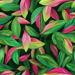 Wall Mural - Colorful tropical hawaii style leaves seamless pattern