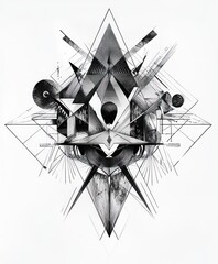 Poster - Abstract geometric artwork featuring sharp angles and contrasting textures.