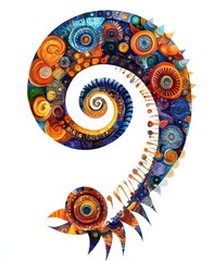 Poster - A vibrant, abstract spiral design featuring colorful circular patterns and marine-inspired elements.