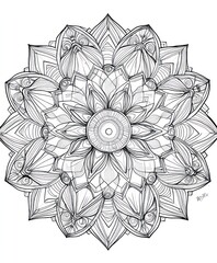 Sticker - A detailed mandala design featuring intricate floral patterns and symmetrical shapes.