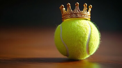 A tennis ball with a crown on top of it