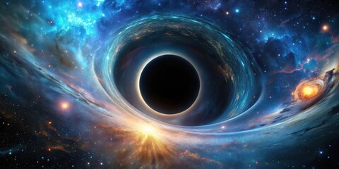Wall Mural - mysterious black hole consuming a planet with swirling stars and abstract illusions , black hole, pl