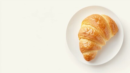 Wall Mural - A croissant is on a white plate