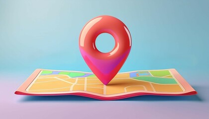 A colorful map with a vibrant location pin, symbolizing navigation and exploration in a modern design.