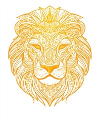 Poster - A stylized golden lion illustration with intricate patterns and details.