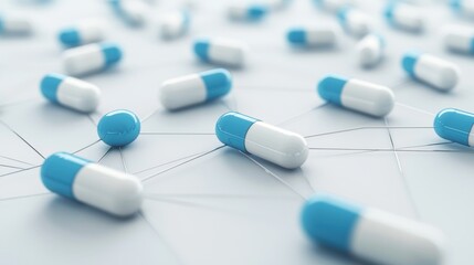 Poster - Connected pharmacy network, seamless data integration, 3D illustration