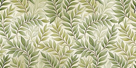 Wall Mural - Elegant leaf pattern wallpaper with intricate botanical designs, botanical, foliage, nature, green, texture, seamless