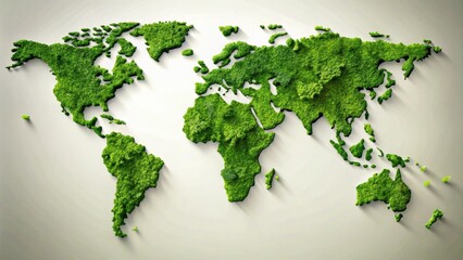 World map covered in green foliage for Earth Day celebration, world map, green foliage, sustainability, Earth Day