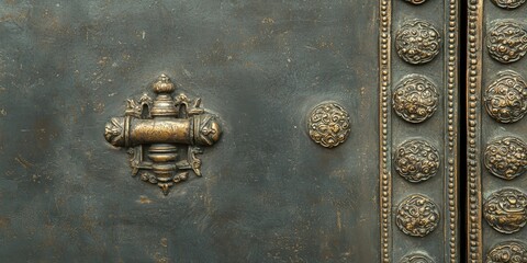 Sticker - Ornate Brass Door Detail with Intricate Design