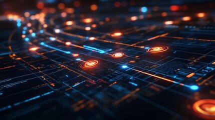 Canvas Print - colorful timeline roadmap highlighted goals paths and checkpoints