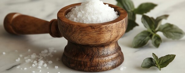 a salt grinder with a wooden handle, rustic kitchen tool, natural tones, isolated on white background