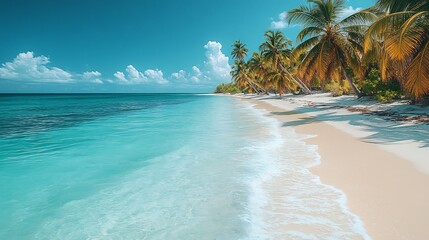 Canvas Print - gorgeous tropical beach palm trees white sand and clear turquoise water