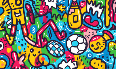 Wall Mural - football-themed graphic and photo for advertising