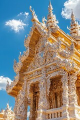 Sticker - Ornate Golden Temple Architecture with Intricate Detail and Blue Sky