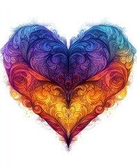 Sticker - A colorful, swirling heart design with intricate patterns and gradients.