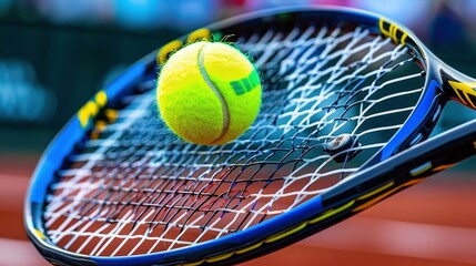 Tennis Racket and Ball Close-Up