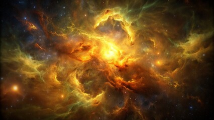Wall Mural - Golden Nebula Space Clouds