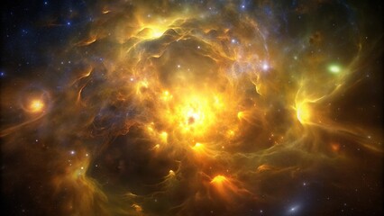 Wall Mural - Golden Nebula Space Clouds