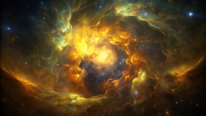 Wall Mural - Golden Nebula Space Clouds