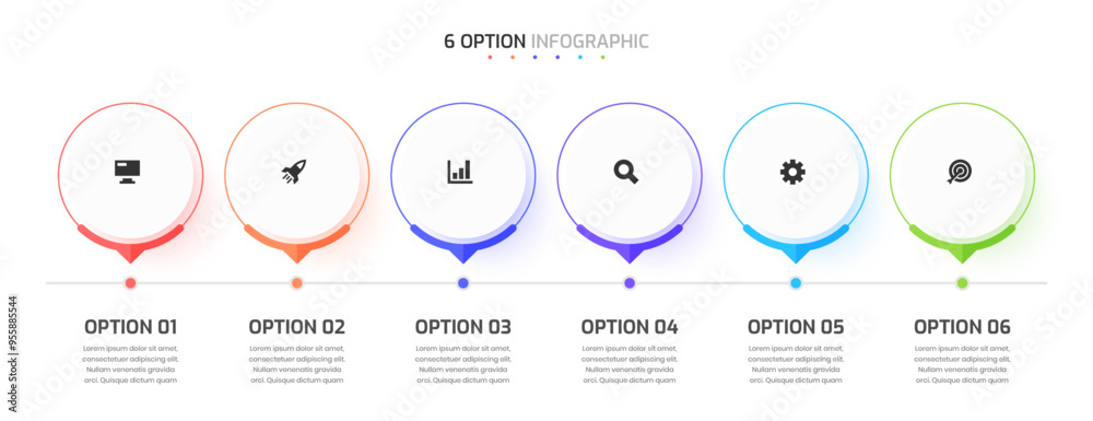 Vector Timeline Business Infographic Template with Icon and 6 Options ...