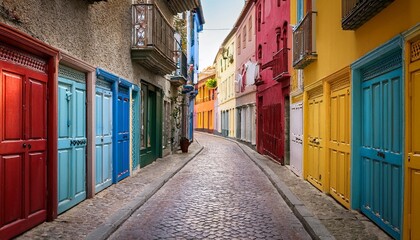 Wall Mural - narrow street in town