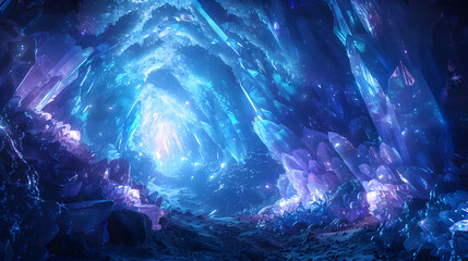 Wall Mural - crystal cave with shimmering walls, mysterious and magical