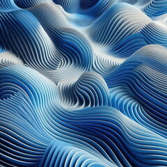 Poster - three dimensional render of blue wavy pattern, background, banner, card, poster, template, elegant