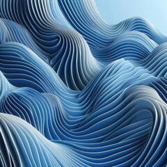 Poster - three dimensional render of blue wavy pattern, background, banner, card, poster, template, elegant