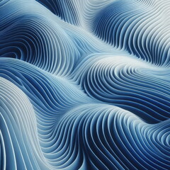 Wall Mural - Three dimensional render of blue wavy pattern, background, banner, card, poster, template, elegant