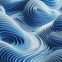 Poster - three dimensional render of blue wavy pattern, background, banner, card, poster, template, elegant
