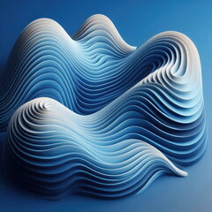 Poster - three dimensional render of blue wavy pattern, background, banner, card, poster, template, elegant